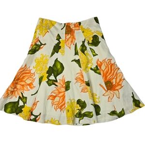 Premise Linen Blend Floral A-Line Midi Skirt
